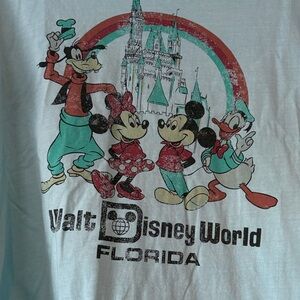 Disney Parks blue crop top t shirt blue Disney characters on front